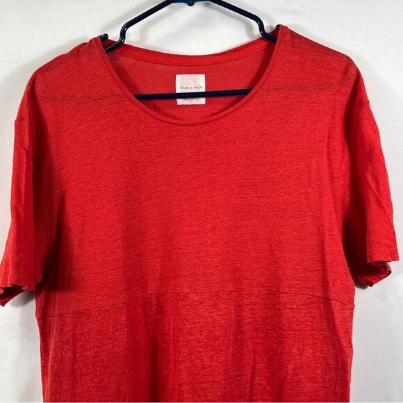 Zara Man Bold Red Slim Fit Tee 0642 - Picture 2 of 10